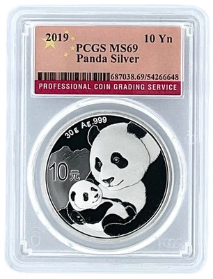 Chinese Panda MS 69 PCGS Certified Silver Bullion Coins for sale