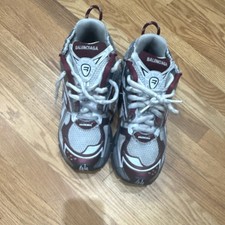 Balenciaga Gray Burgundy White Mesh Low Top A...