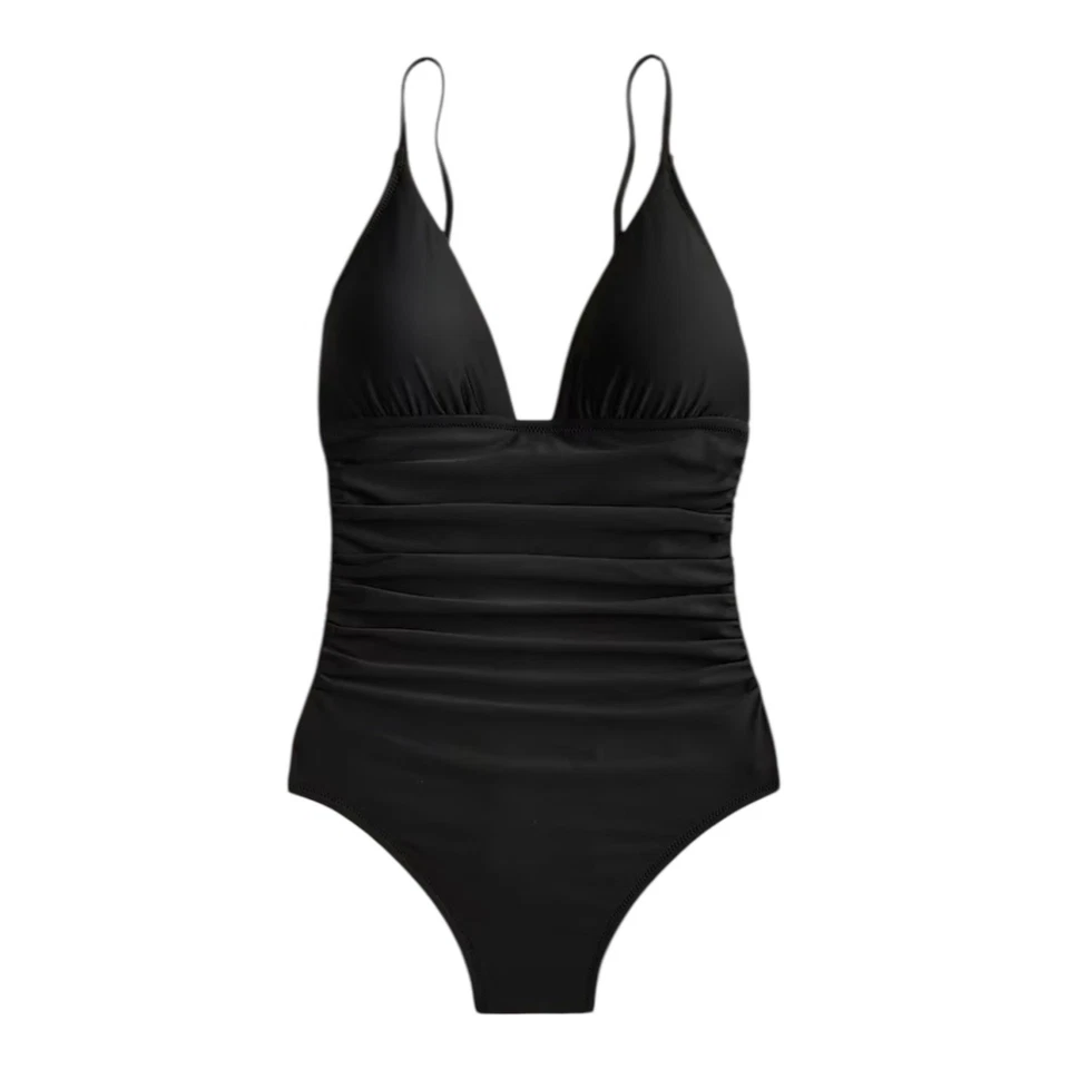 J Crew Negro Torso Largo Acanalado Cuello en V Una Pieza Mujer Talla 2 Foto 4 de 4