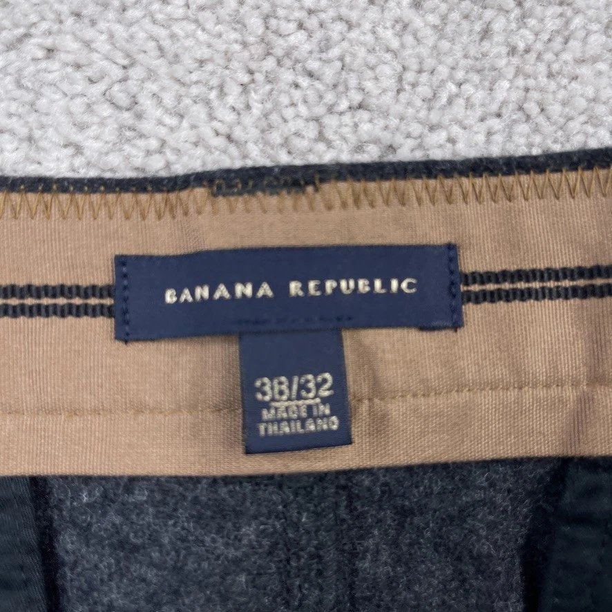 Винтажные мужские брюки Banana Republic 38x32 серые шерстяные фланелевые брюки Y2K - Изображение 4 из 4