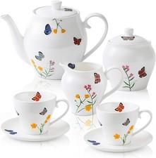 Butterfly Tea Set 7pc Porcelain Floral European