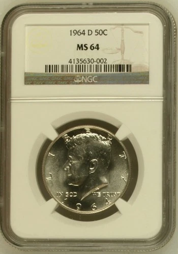 1964 D Silver Kennedy Half Dollar 50c Coin NGC Certified MS64 Denver Mint