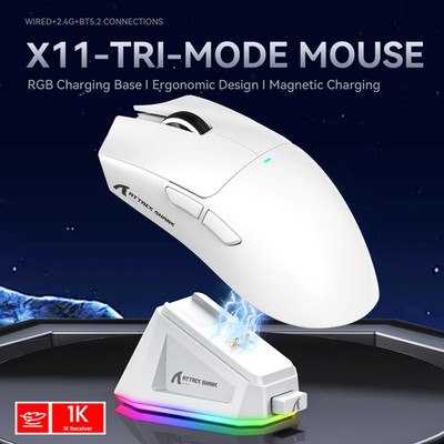 Gaming Maus 22K DPI PAW3311 Tri-Mode BT 2.4G Wireless mit Ladestation