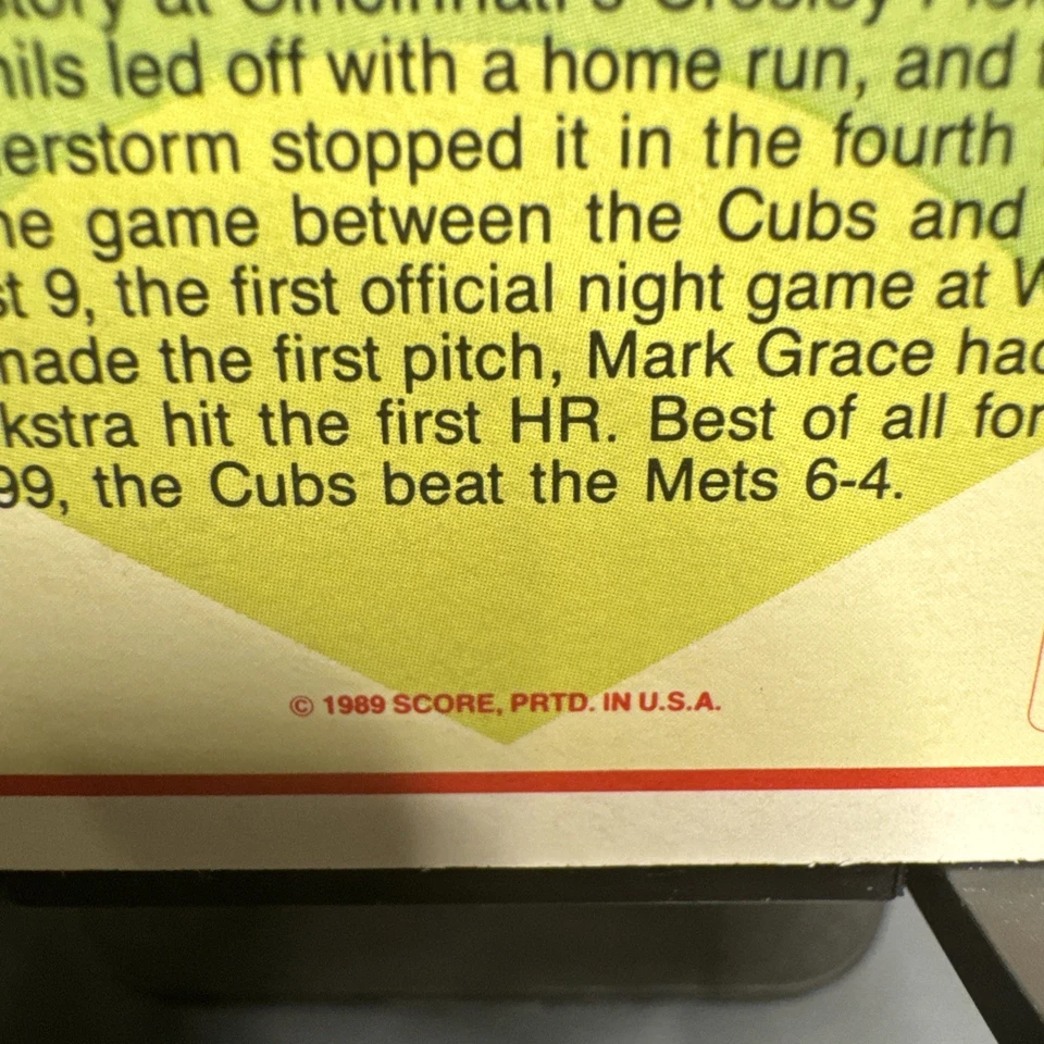 Требуется оценка = идеальный. 1989 Wrigley Field Highlight #652 Первая ночная игра почти как новая - Изображение 3 из 4