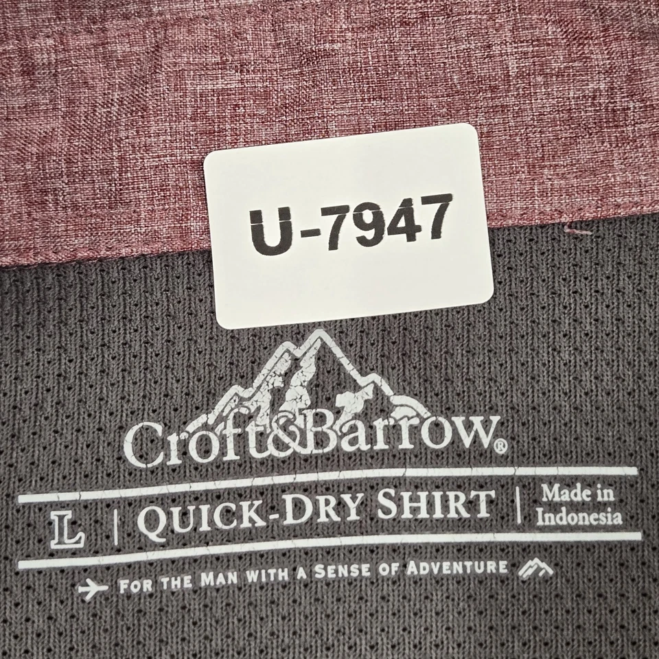 Croft & Barrow Men Button Up Shirt L Red Utility Gorpcore Short Sleeve - Image 2 of 4