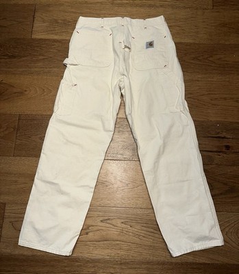 VTG Carhartt 100 Yr 1889-1989 Carpenter Painter Pants White 35x31