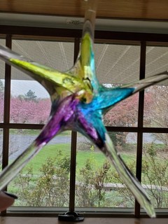 Luke Adams Original Blown Glass Star Fish Ornament Sun Catcher Dichroic Signed