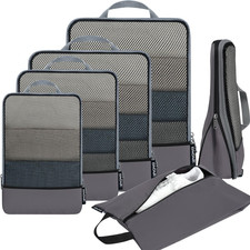 Compression Packing Cubes Luggage Organizer 320D Fabric Travel Space Saver 6 PK