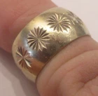 STERLING SILVER OLD VINTAGE RETRO WEDDING RING BAND STARBURST  DESIGN SIZE L