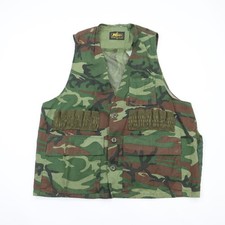 Vtg 70s 80s Hunting Vest Mesh Back Mens Large Camo Green Woodland Multi Pocket