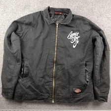 Glo Gang Canvas Jacket Zip Up Black Insulated Quilted Gangs Dont Die SZ Large