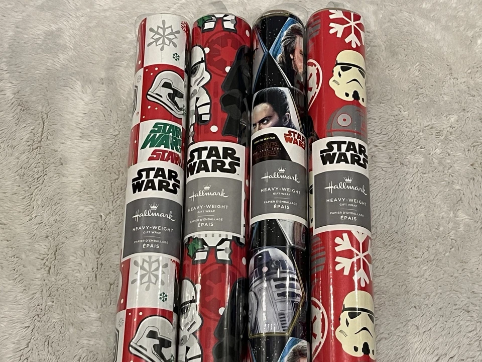 Lot of 4 Star Wars Hallmark Christmas Wrapping Paper Heavy Wrap 30” Long - Image 2 of 4