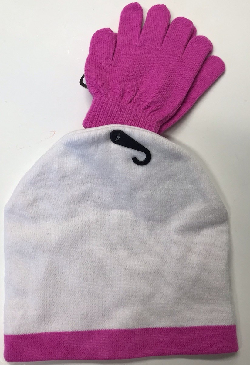 のの Beanie Cap - Hello Kitty Face Pink w/Glove Mitten Hat Set Knit NEW