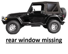 Used Black Replacement Soft Top 2 Rear Tinted Windows 97-06 For Jeep Wrangler