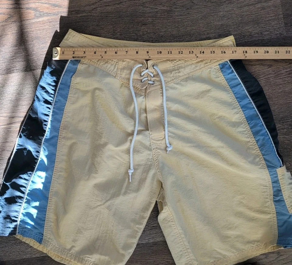 Vintage Y2K Op Board Shorts Mens 36 Yellow Blue Surf Swim Ocean Pacific - Image 4 of 4
