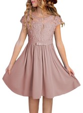 blibean Girls Elegant Lace Mesh Semi Formal Party Dress Size 6-15 Years A Pink