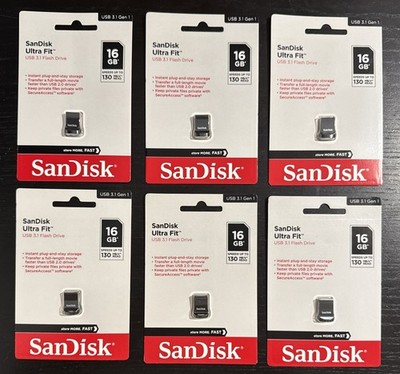 SanDisk Ultra Fit 16GB USB 3.1 Low Profile Flash Drive  6 Pack  FREE SHIPPING