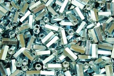 (250) Hex Coupling Nuts Fine 1/4-28 x 3/8 x 7/8 Threaded Rod Connector Zinc