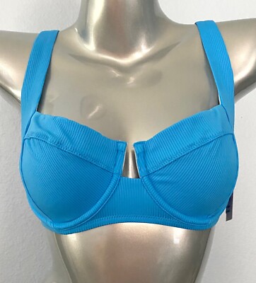 Victoria's Secret Nwt Full Coverage Blue Ribbed Unlined Bikini Swim Top