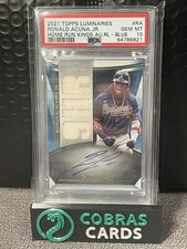 2021 Topps Luminaries Ronald Acuna Jr Home Run Kings GU Jersey Auto #6/10 PSA 10