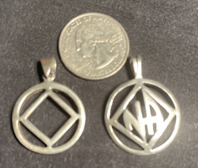2 Sterling .925 Silver Narcotics Anonymous Pendant NA 1  Diameter NA Trademarked