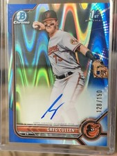 2022 Bowman Chrome Greg Cullen Blue RayWave Refractor Auto #’d /150 Orioles