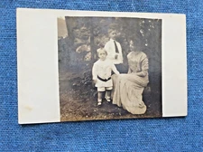 Vintage Real Photograph Postcard Depicting Mother and Two Childen