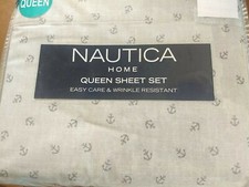 Nautica Home Queen 4 PC Sheet Set ANCHOR TOSS GRAY Easy Care Nautical P16