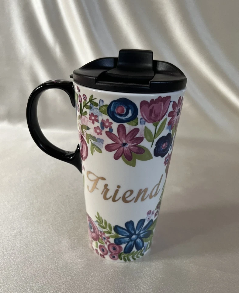 "Taza de viaje de cerámica Cypress Home Friends con tapa 7"" T para beber" Foto 2 de 4