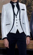 Slim Fit Wedding Suit in Black White - Civil Service Suit - Mens Suit