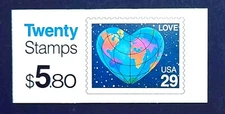 1991 US Booklet BK188 Unopened! 2 panes of 2536a! Love Globe/Earth BV $18+