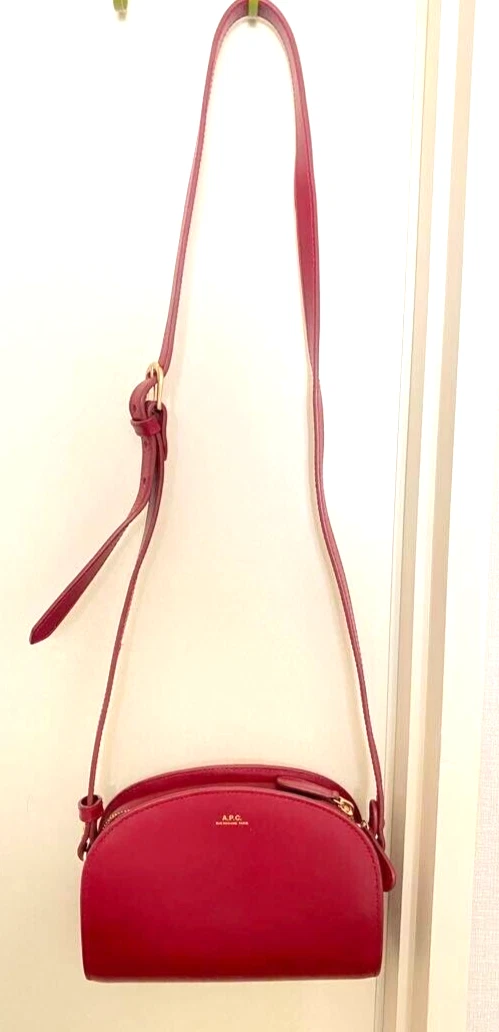 A.P.C. Bag mini Half Moon eather bordeaux RED red storage bag only