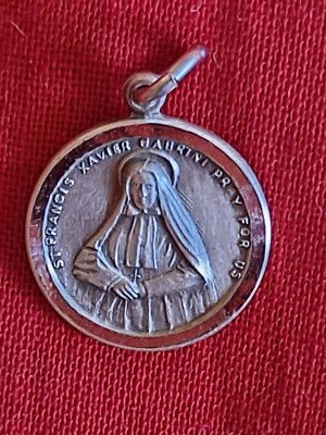 St Francis Xavier Cabrini Medal Charm Small Vintage Sterling Patron Of Immigrant