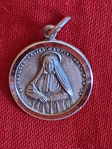 St Francis Xavier Cabrini Medal Charm Small Vintage Sterling Patron Of Immigrant