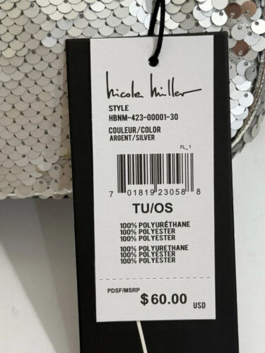 ~ Borsa a tracolla Nicole Miller argento paillettes tracolla regolabile - Nuova con etichette ~ - Foto 4 di 4