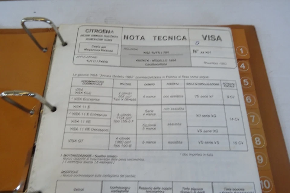 manuale note tecniche Citroen Visa 1984 - Immagine 4 di 4