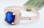 BLUE  1.10 Cts & WHITE SAPPHIRES  RING14K ROSE GOLD PLATED (.925) - NWT — photo 3