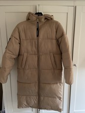 H&m Kangol Long Beige Puffer Coat Size Xs