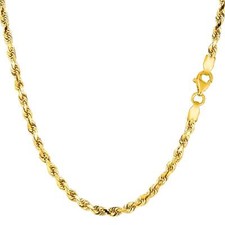 14k Yellow Real Gold Filled Solid Rope Chain Necklace, 3.2mm, 30"