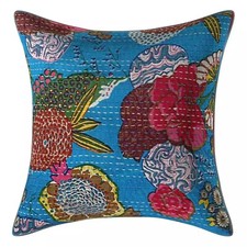 Vintage Kantha Cushion Cover, Indian Pillow Case Throw Pillow Decor 16 Boho Sofa