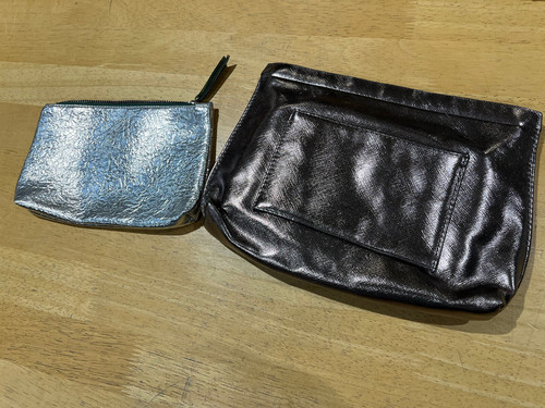 2 Lancome Pewter Cosmetic Bag + IPSY Silver Cosmetic Pouch Bag