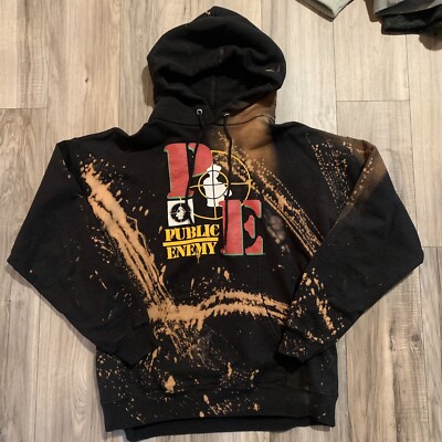 Public Enemy Bleached Hoodie Sweatshirt Black Size M | eBay