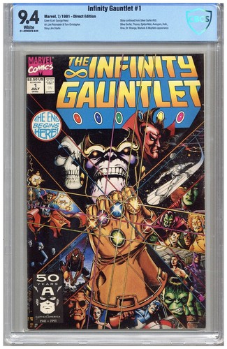 Infinity Gauntlet  # 1   CBCS  9.4   NM   White pgs  7/91  Story continued from 