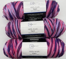 Mainstays Yarn "Purple Multi" 3 Skeins 734