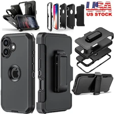 For iPhone 16 Pro Max/16 Plus/16 Pro Phone Case+Belt Clip Fits Otterbox Defender