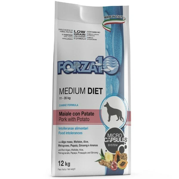 Forza 10 Dog Medium Diet al Maiale con patate 12 Kg - Crocchette per cane, cani - Immagine 2 di 2