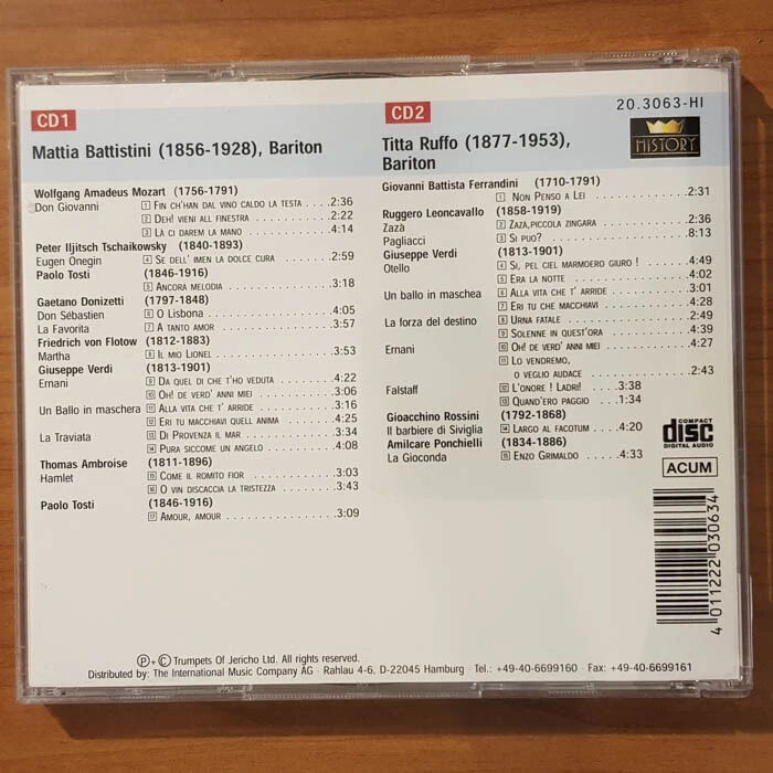 MATTIA BATTISTINI / TITTA RUFFO Great Voices Of The Opera EX/VG+(2CD) - Bild 4 von 4