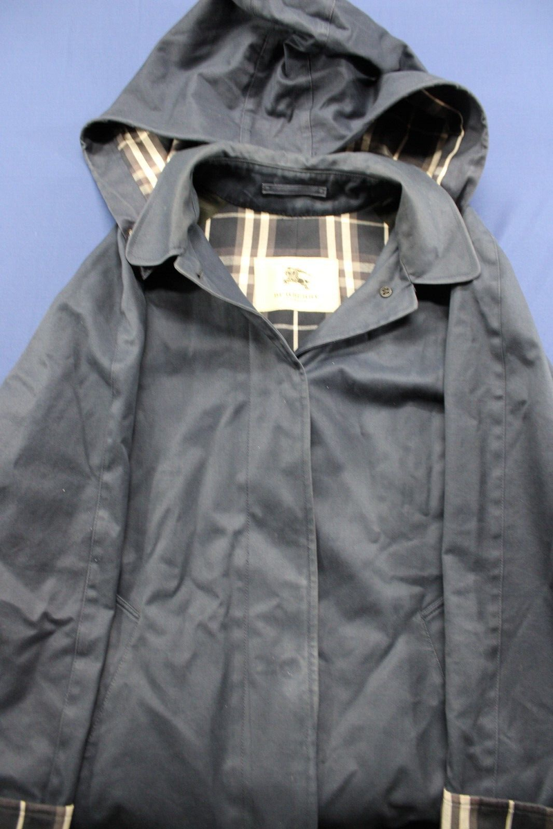 Burberry London Women Coat Carmen Trench Coat Size 12R Plaid