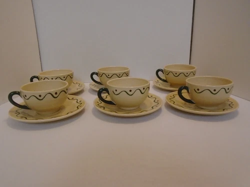 6 Metlox Poppytrail Coffee Cups & Saucers