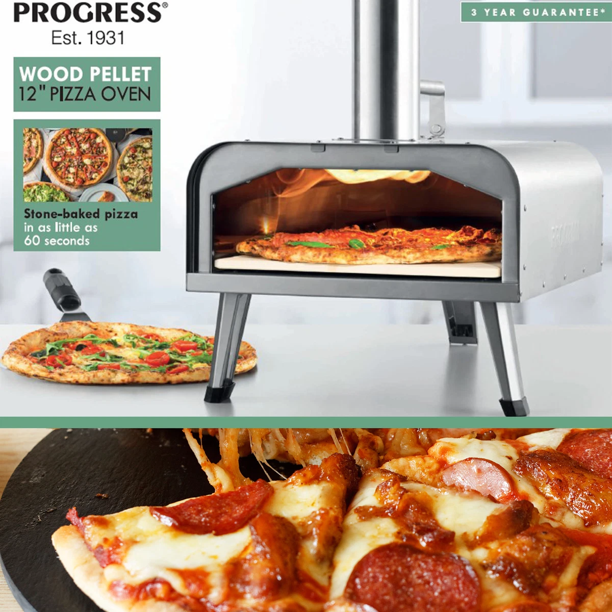 Progress Pizza Oven Wood Pellet 12” Outdoor Cooker Portable With Serving  Paddle | eBay